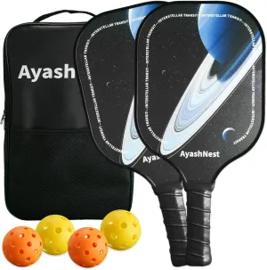 Pickleball Paddles Set of 2, Lightweight Carbon Fiber, Durable Pickleball Rackets with 4 Pickleball Balls, Portable Bag, Non-Slip Grip, Cute Pickleball Paddles for All Skill Levels, Men and Women