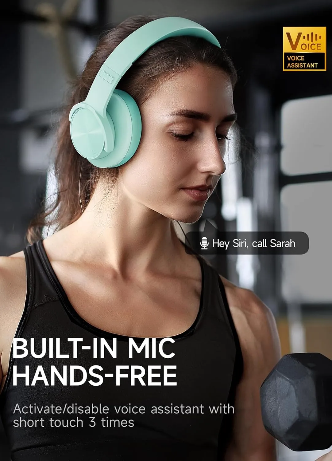 Picun B8 Bluetooth Over Ear Headphones, 120H Playtime with 3 EQ Modes, Low Latency, Hands-Free Calls, Deep Bass for Travel, Home, Office & PC (Cyan)