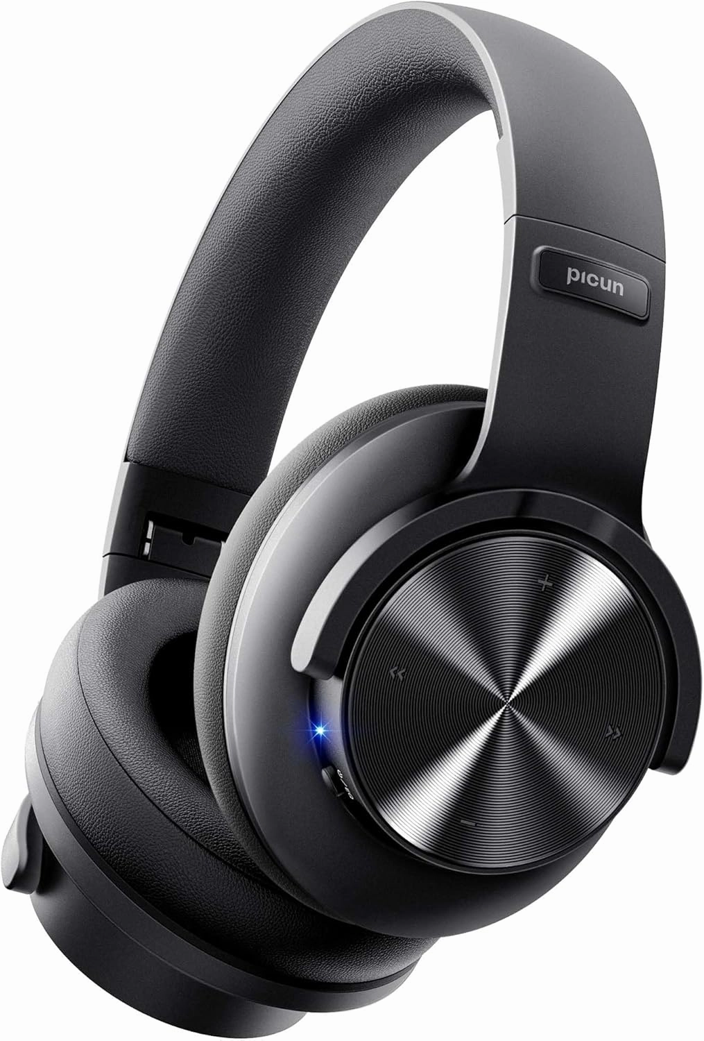 Picun B8 Bluetooth Headphones, 120H Playtime Headphone Wireless Bluetooth with 3 EQ Modes, Low Latency, Hands-Free Calls, Over Ear Headphones for Travel Home Office Cellphone PC Black