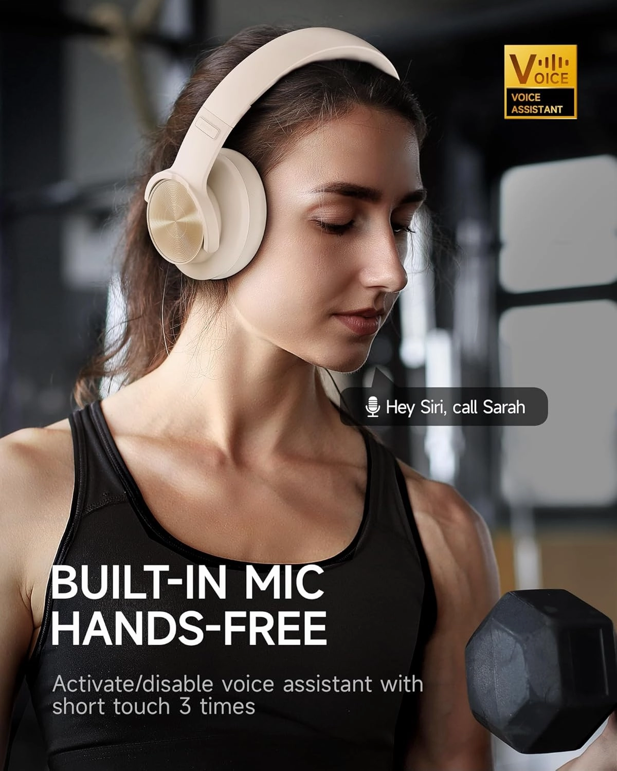 Picun B8 Bluetooth Headphones, 120H Playtime Headphones Wireless Bluetooth with 3 EQ Modes, Low Latency, Hands-Free Calls, Over Ear Headphones for Travel Home Office Cellphone PC Khaki White