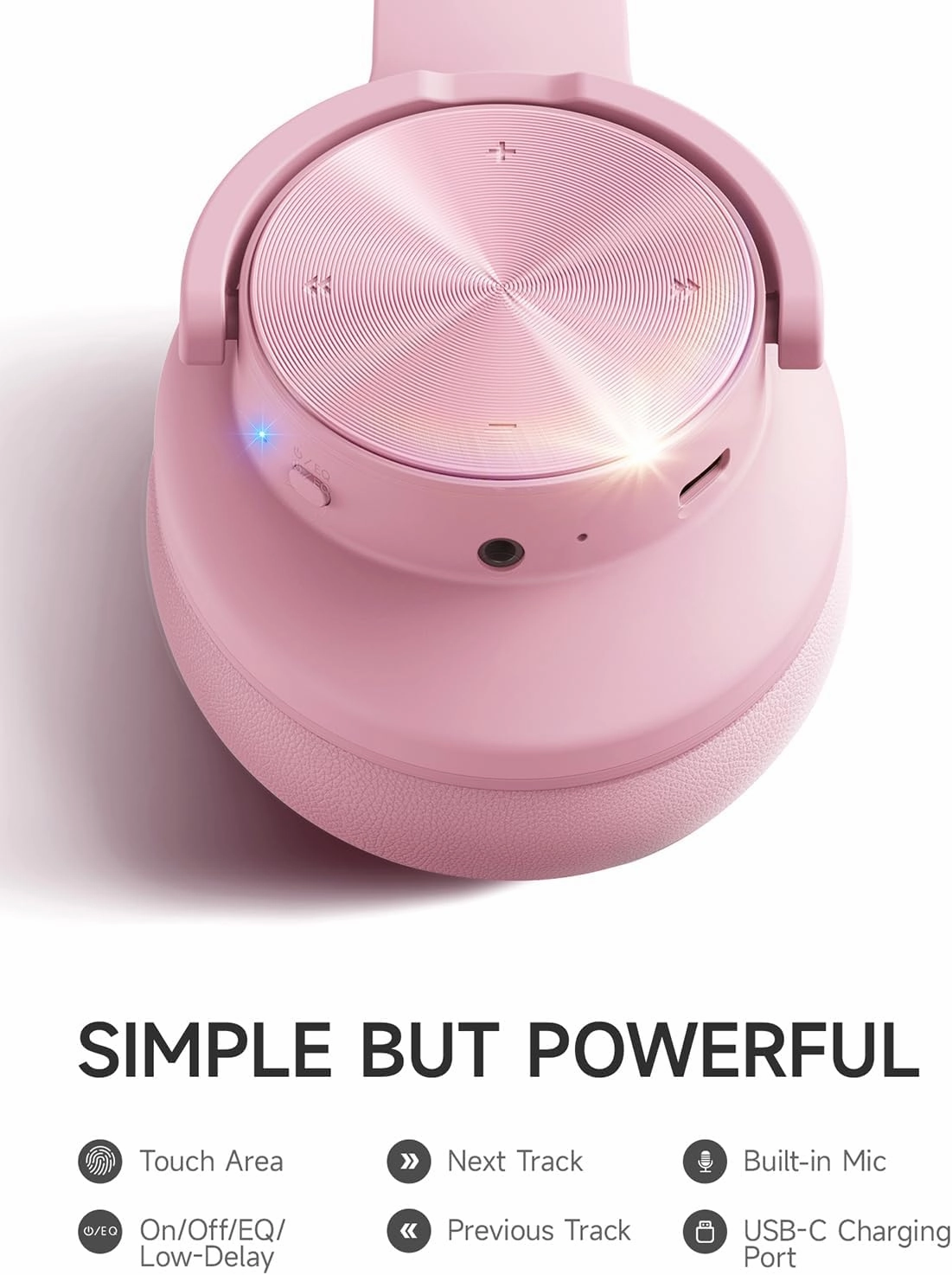 Picun B8 Headphones Wireless Bluetooth, 120H Bluetooth Headphone Over Ear with 3EQ Music Modes, Hands-Free Calls, Deep Bass Headphones for Travel Home Office Cellphone PC (Pink)