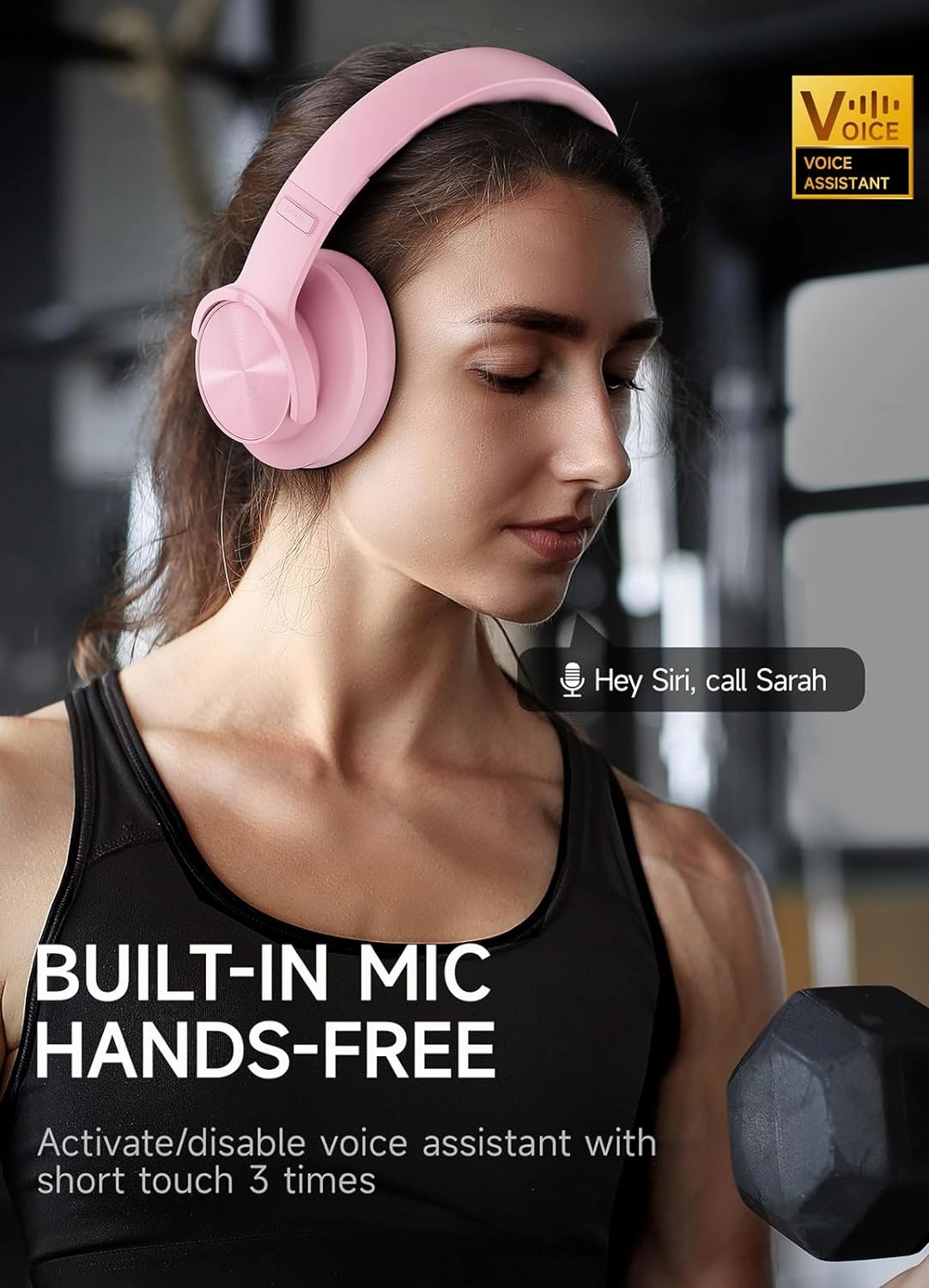 Picun B8 Headphones Wireless Bluetooth, 120H Bluetooth Headphone Over Ear with 3EQ Music Modes, Hands-Free Calls, Deep Bass Headphones for Travel Home Office Cellphone PC (Pink)