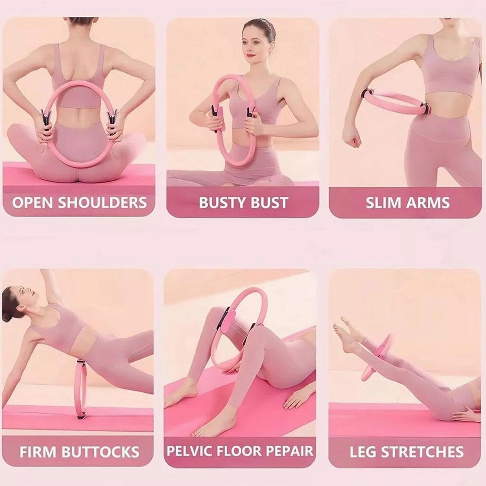 Pilates Essentials Kit for Women,11 pcs Pilates Ring Circle Set,Yoga Sets Includes Pilates Rings Booty Bands Hip Exercise Band Yoga Ball 25cm Figure 8 Resistance Band for Working Out