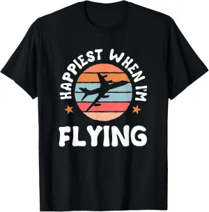 Pilot Flying Retro Aviator Airman Airwoman Aircraft Airplane T-Shirt