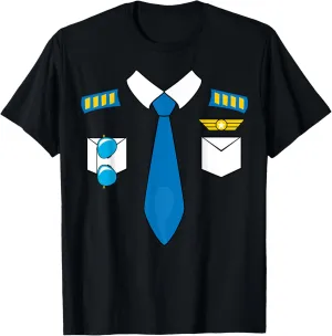Pilot Uniform Costume Airplane Aviator Aviation Halloween T-Shirt