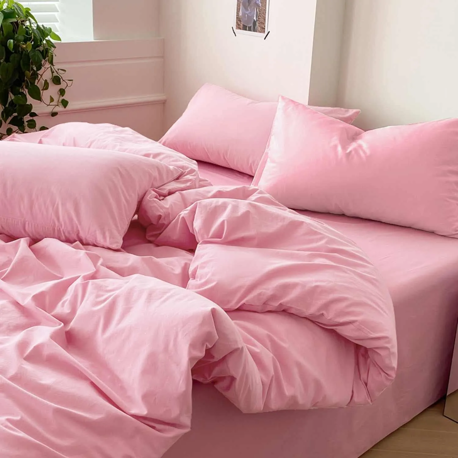 Pink Full Size Comforter Set, 3 Piece Soft Modern Bedding Set, Lightweight All Season Microfiber Down Alternative Bed Comforter with 2 Pillow Shams for Women Teen Girls