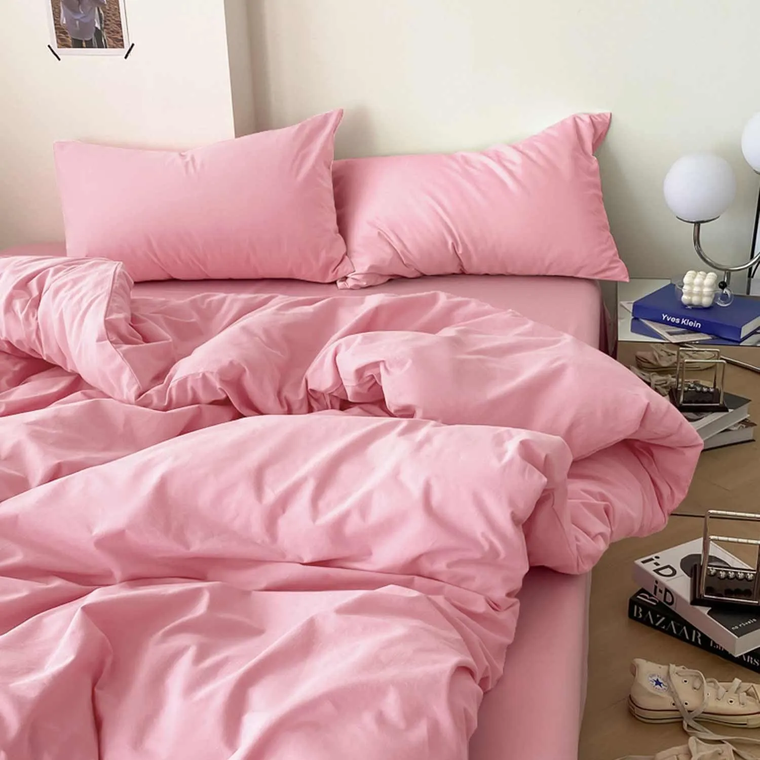 Pink Full Size Comforter Set, 3 Piece Soft Modern Bedding Set, Lightweight All Season Microfiber Down Alternative Bed Comforter with 2 Pillow Shams for Women Teen Girls