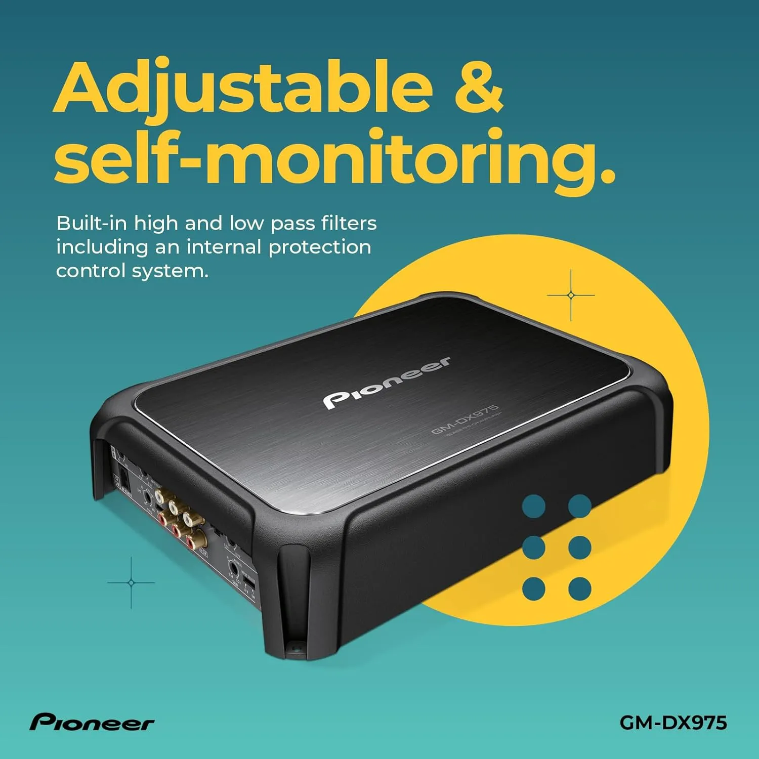 Pioneer GM-DX975 - Powerhouse Amplifier with 2,000 Watts, Class-D Technology, 5-Channel, Variable Low-Pass Filter, Compact Design, and Remote Bass Boost Control