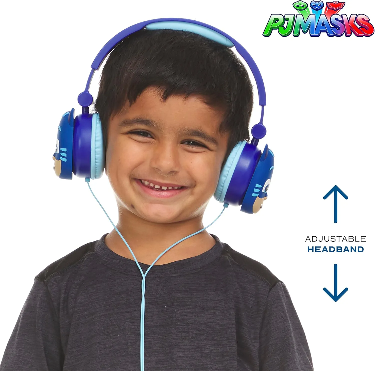 PJ Masks Over-Ear Headphones for Kids - Adjustable Headband, Stereo Sound, Tangle-Free Cable, Volume Control, and 3.5mm Jack - Perfect for School, Home, and Travel