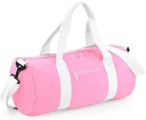 Plain Varsity Barrel/Duffel Bag (20 Liters) (One Size) (CLassic Pink/White)