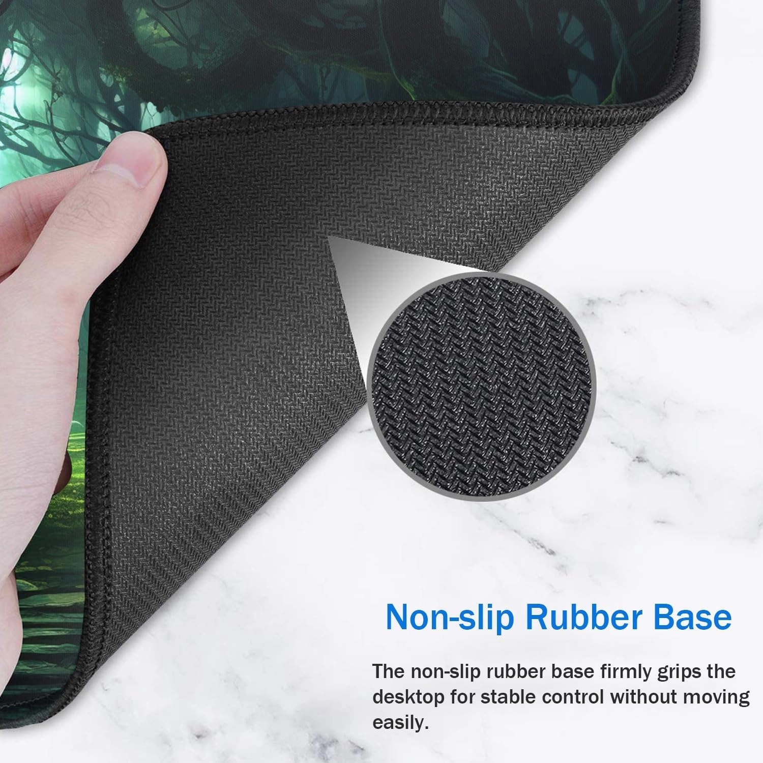 Playmat for MTG, 24x14 Inches Playmats, for TCG and CCG Trading Card Game Mat, Non-Slip Rubber for MTG Playmats with A Storage Bag and 6 Dice Set, Green Bush Pattern