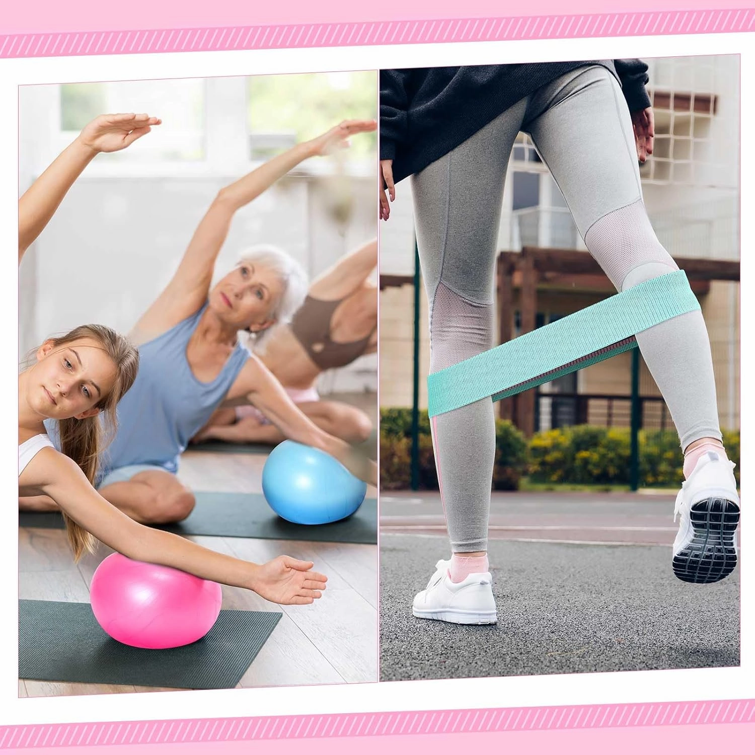 Poen Pilates Ring and Ball Set for Women Pilates Ring Circle Ball with Stretching Strap 8 Resistance Bands Non Slip Socks Gym Back Bags Exercise Equipment for Workout