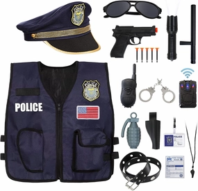 Police Officer Costume for Kids Cop Toddler Boy Costumes for Pretend Play Cosplay Set Ages 3-7