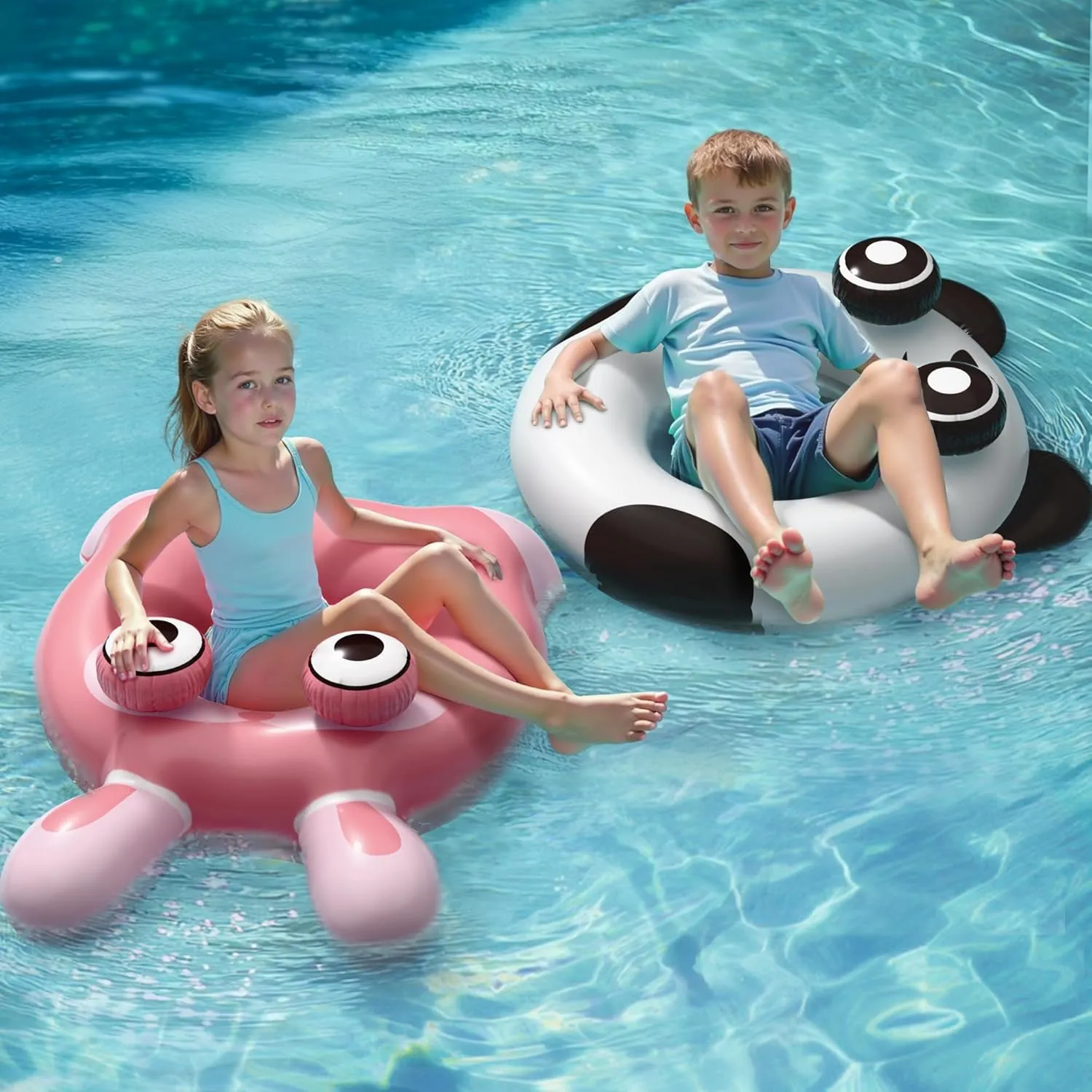 Pool Wave Kids Swim Ring Pool Floats, Toddler Inflatable Animal Swimming Tube Floaties, Outdoor Water Floating Toy, Summer Family Party Gift 3 4 5 6 7 8 9 Year Old Boy Girl Children Teens - 2 Pack