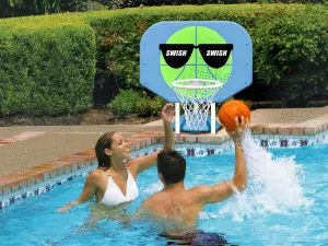 Poolmaster Swish, Swish Pro Rebounder Poolside Basketball Hoop Set for Swimming Pool Games, Green