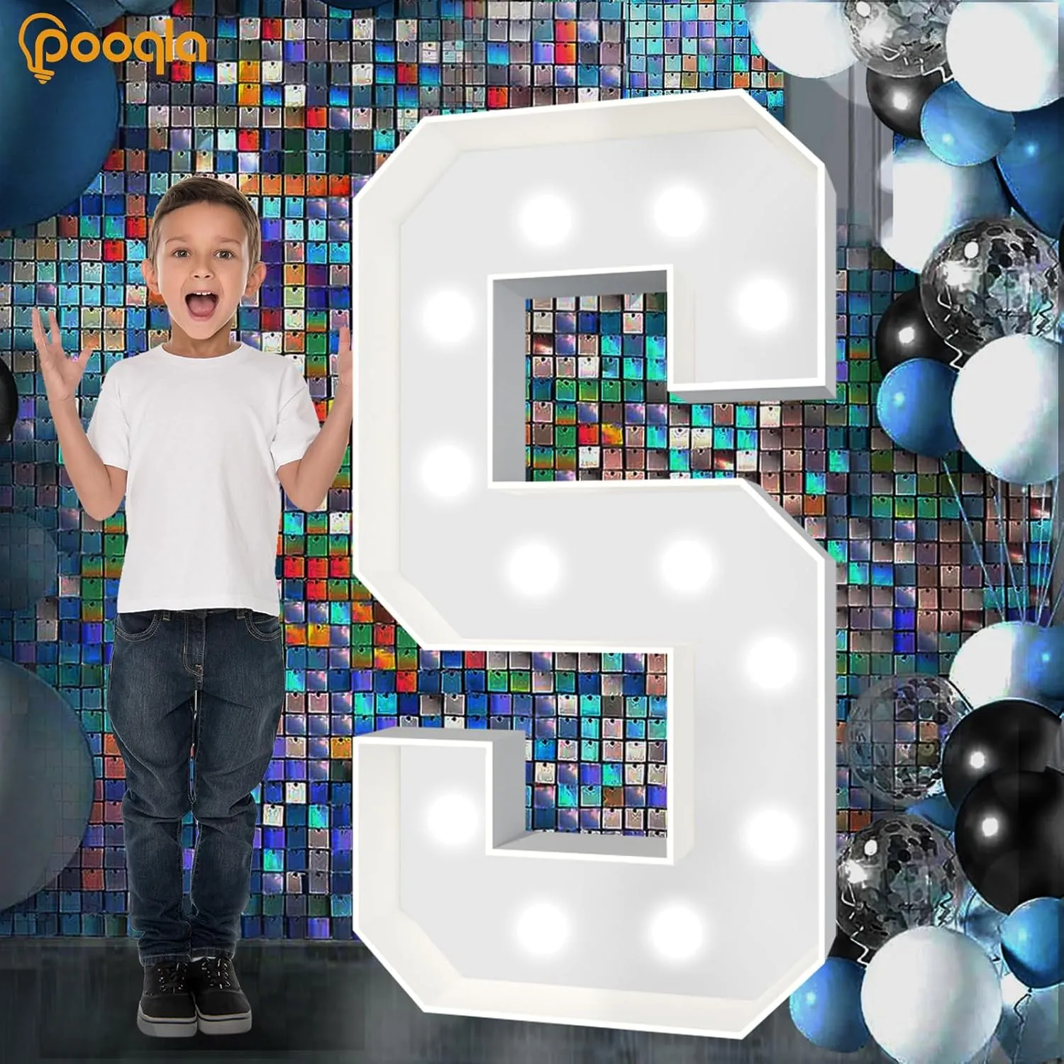 Pooqla 4 FT Marquee Light Up Letters, Cool White and Warm White Marquee Letter 4 Feet Tall, Giant LED Sign Big Mosaic Letter S for Balloons Birthday Party Anniversary Wedding Decorations
