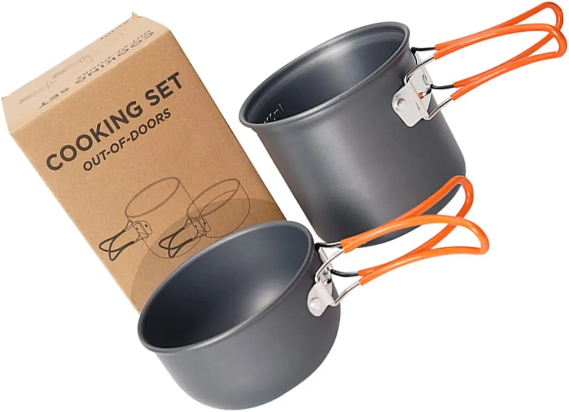 POPETPOP 1set Portable Aluminium Alloy Camping Pot Folding Handle for Outdoor Cooking Lightweight Cookware for Picnics and Camping Pot Kit