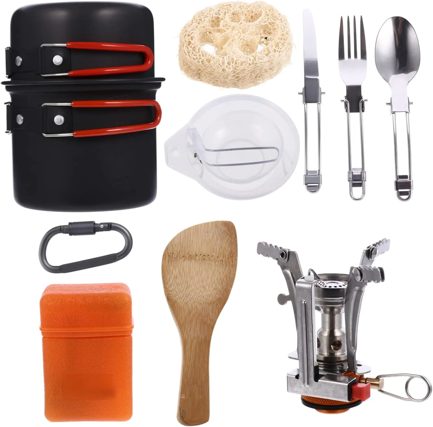 POPETPOP 1set Portable Camping Cookware Ultra-Light Travel Kit Scale Design for Easy Use for Picnics Hiking and Outdoor Cooking and Wear-Resistant
