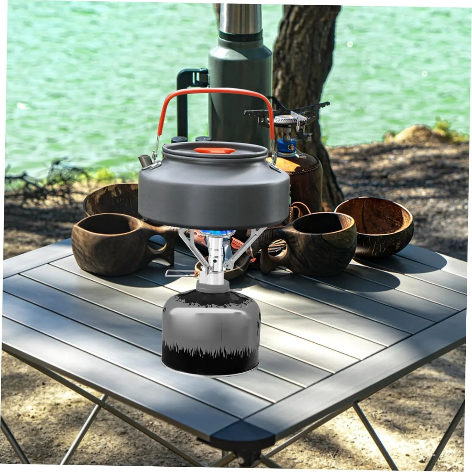 POPETPOP 3pcs Portable Mini Stainless Steel Camping Stove Safety Leak Compact Folding Outdoor Cooker for Hiking and Picnics
