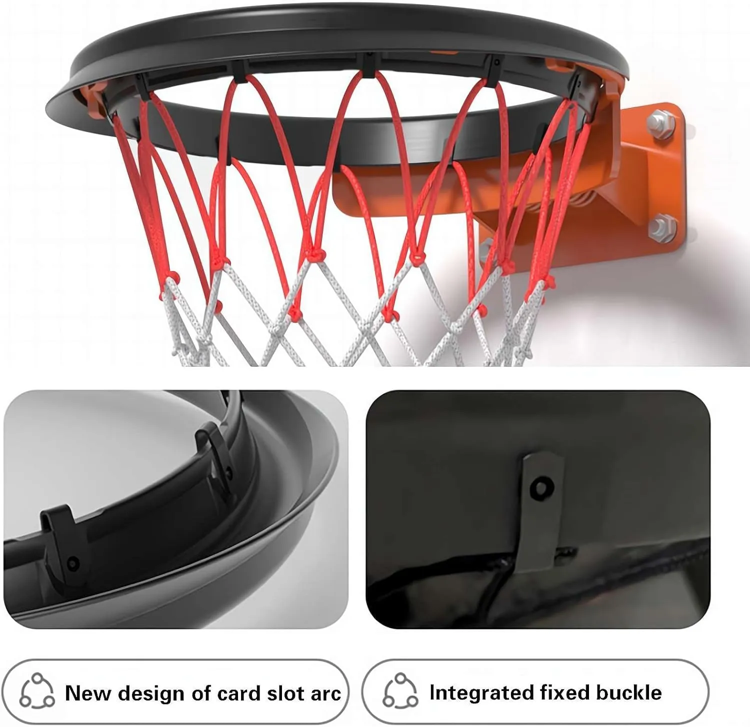 Portable Basketball Net, Professional Size (45 Centimeter), Easy Install Throw-and-Attach System for Rimless Hoops, for Goal Hoop Rim Cylinder, for Indoor/Outdoor Play