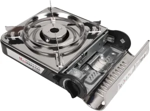 Portable Butane Stove for Camping, Picnics, Outdoor, Fishing, BBQ, Electronic Ignition, Brass Burner, Portable Gas Grill Mini Aluminum Material