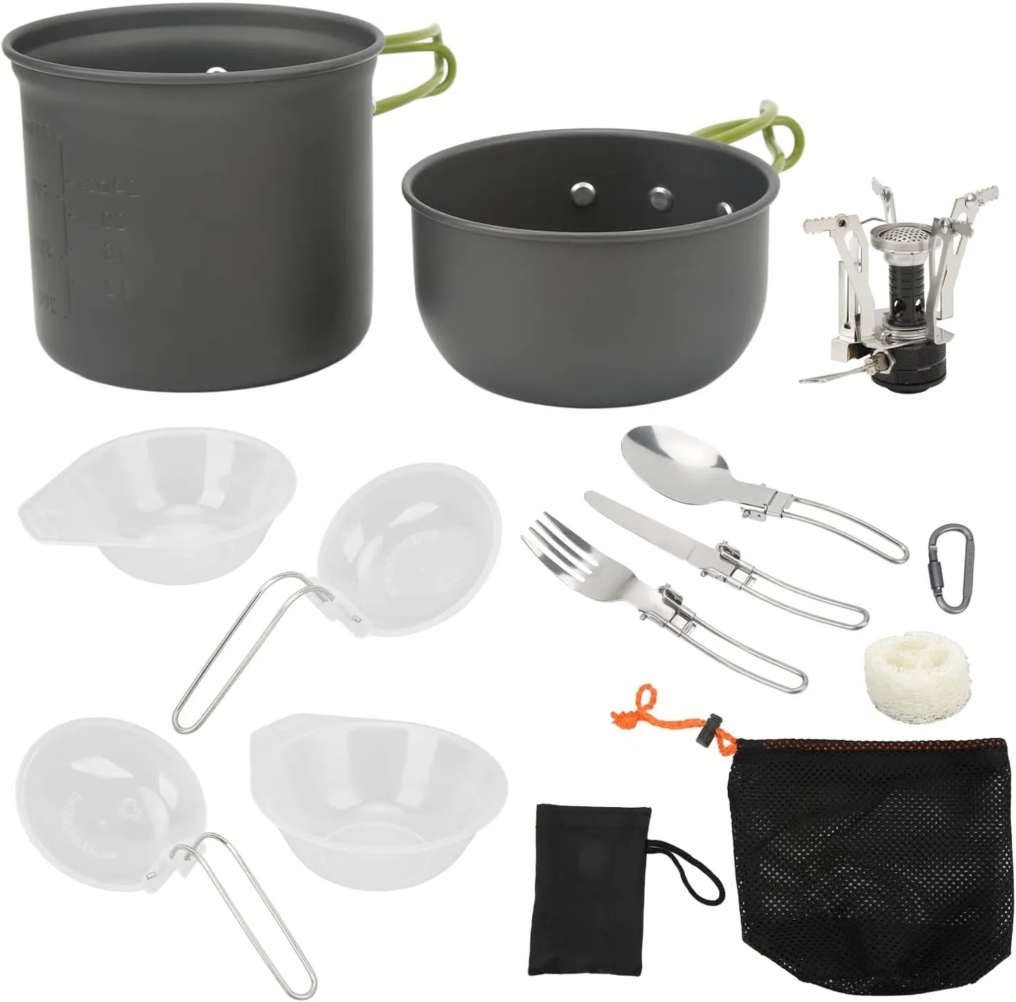 Portable Camping Cookware Kit, High Combustion Utilization, Lightweight Aluminum Pot Set, Includes Cutlery and Cooking Tools, Outstanding for Outdoor Camping, Backpacking, Hiking