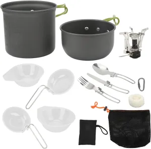 Portable Camping Cookware Kit, High Combustion Utilization, Lightweight Aluminum Pot Set, Includes Cutlery and Cooking Tools, Outstanding for Outdoor Camping, Backpacking, Hiking