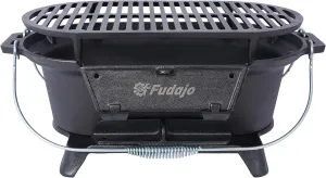Portable Cast Iron Grill and Tabletop Skillet for Outdoor Cooking, Durable Design, Easy Transport, for Camping and Tailgating