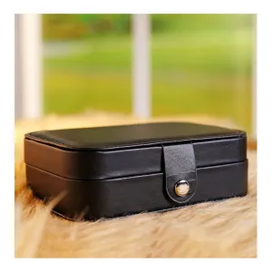 Portable Jewelry Storage Organizer Box For Rings, Earrings & Necklaces, Black, BA-3