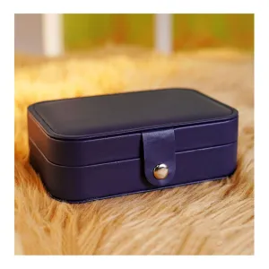 Portable Jewelry Storage Organizer Box For Rings, Earrings & Necklaces, Blue, BA-3