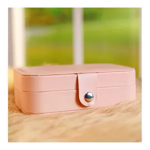 Portable Jewelry Storage Organizer Box For Rings, Earrings & Necklaces, Pink, BA-3