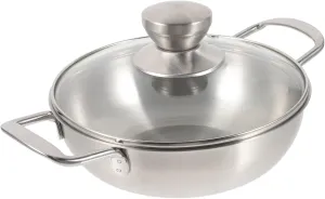 Portable Outdoor Hot Pot Stainless Steel Cooking Pot with Cover for Home Camping and Picnics Features Double Handles for Easy Carrying and Stability