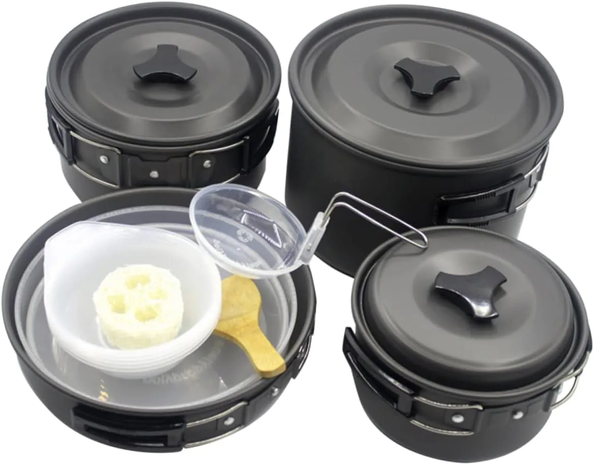 Portable Picnic Cookware Set for 4-5 People Camping Cooking Kit Pots Pans Perfect for Hiking Camping and