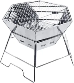 Portable Stainless Steel Barbecue Grill for Outdoor Camping, Folding Heating Stove with Charcoal Basin and Accessories, 3-5 People