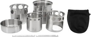 Portable Stainless Steel Camping Stove Cookware Set with Slip Stand and Windproof, Including Pot, Lid, and Firewood Tubes for Outdoor Camping, Hiking, and Backpacking