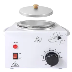 Portable Wax Warmer Machine for Painless Hair Removal, Women Men Professional Wax Heater with Adjustable Temperature Set, 20pcs Sticks (White - Single Pot)