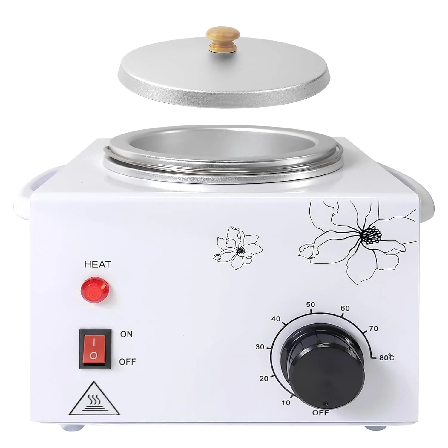 Portable Wax Warmer Machine for Painless Hair Removal, Women Men Professional Wax Heater with Adjustable Temperature Set, 20pcs Sticks (White - Single Pot)