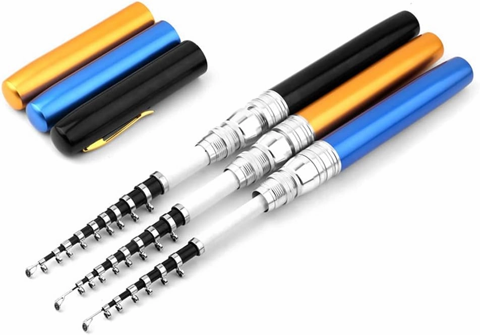 Portable Pen Shape Fishing Rod Telescopic Aluminum Alloy Fishing Pole   Metal Fishing Reel Reel