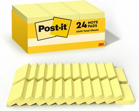 Post-it Mini Notes, 1 3/8 x 1 7/8 in, 24 Pads, Canary Yellow, Clean Removal, Recyclable