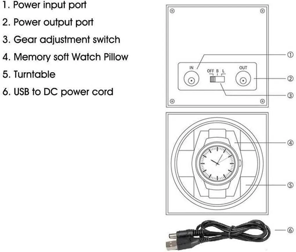 Power Supply Mechanical Watch Winding Box Case Motor Shaker Mini Watch Winder Holder Display Jewelry Storage Organizer (Carbon Fiber A)