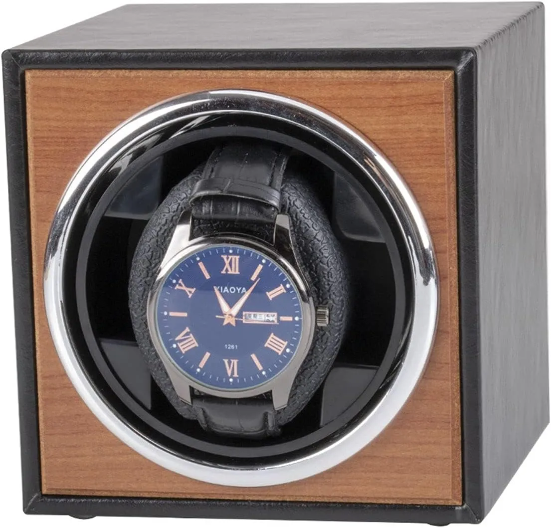 Power Supply Mechanical Watch Winding Box Case Motor Shaker Mini Watch Winder Holder Display Jewelry Storage Organizer (Carbon Fiber A)
