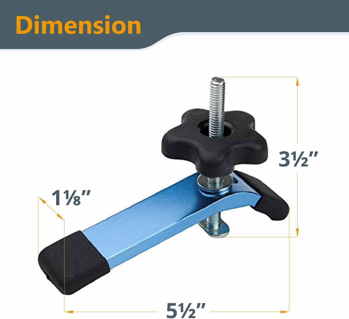 POWERTEC 72250 T-Track Hold Down Clamp, 5-1/2" L x 1-1/8" W, 2 Pack, and T Track Knob Kit w/Threaded Knobs and 5/16"-18 T Track Bolts, 16 Piece Set, T Track Accessories for Woodworking Jigs