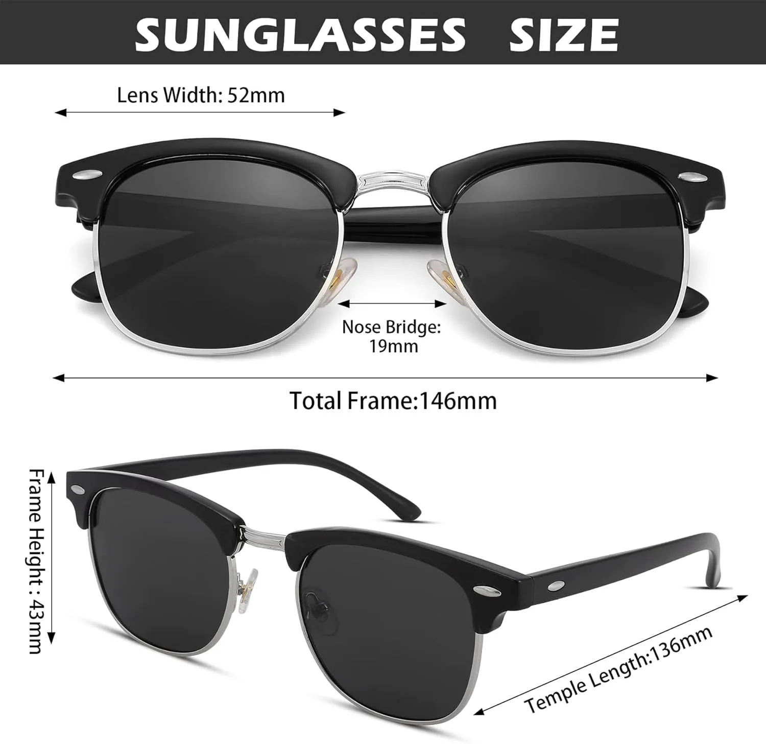Pro Acme Semi-Rimless Polarized Sunglasses UV 400 Protection for Women Men