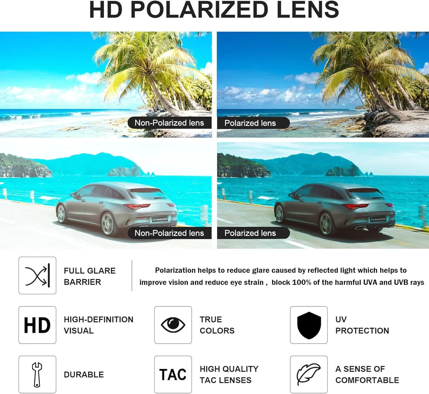 Pro Acme Semi-Rimless Polarized Sunglasses UV 400 Protection for Women Men