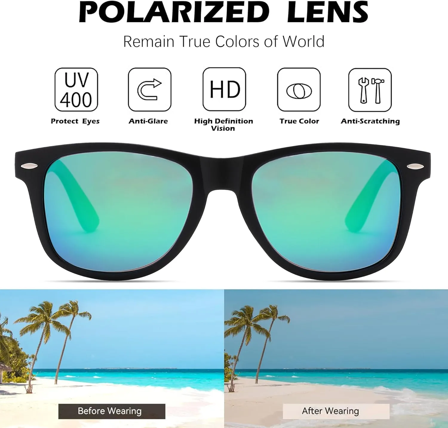 Pro Acme Semi-Rimless Polarized Sunglasses UV 400 Protection for Women Men