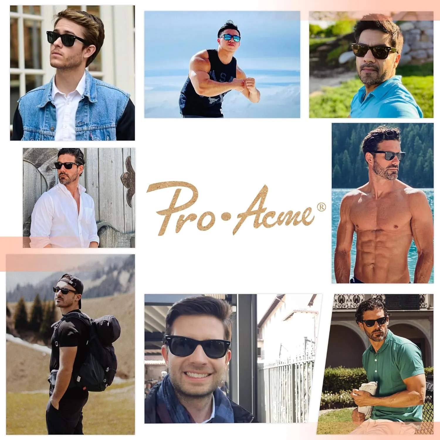 Pro Acme Semi-Rimless Polarized Sunglasses UV 400 Protection for Women Men