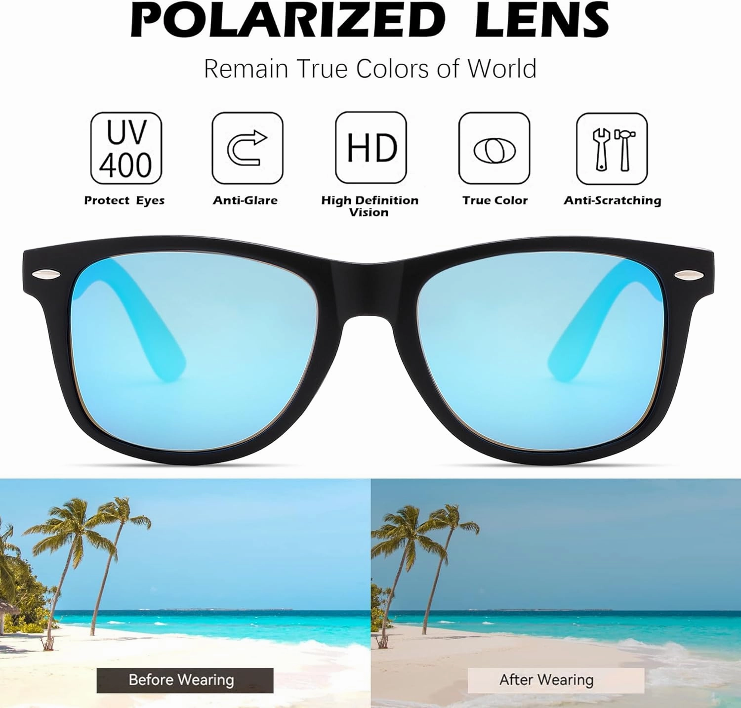 Pro Acme Semi-Rimless Polarized Sunglasses UV 400 Protection for Women Men