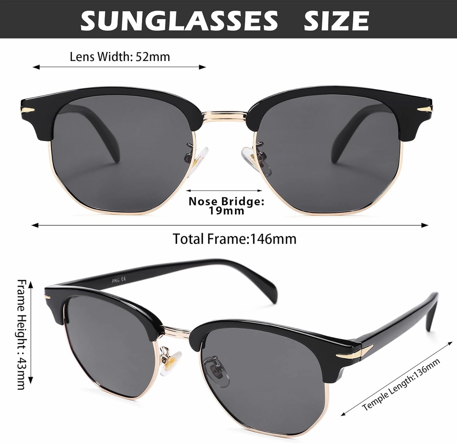 Pro Acme Semi-Rimless Polarized Sunglasses UV 400 Protection for Women Men