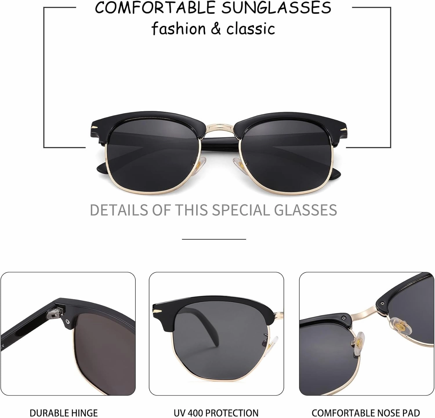 Pro Acme Semi-Rimless Polarized Sunglasses UV 400 Protection for Women Men