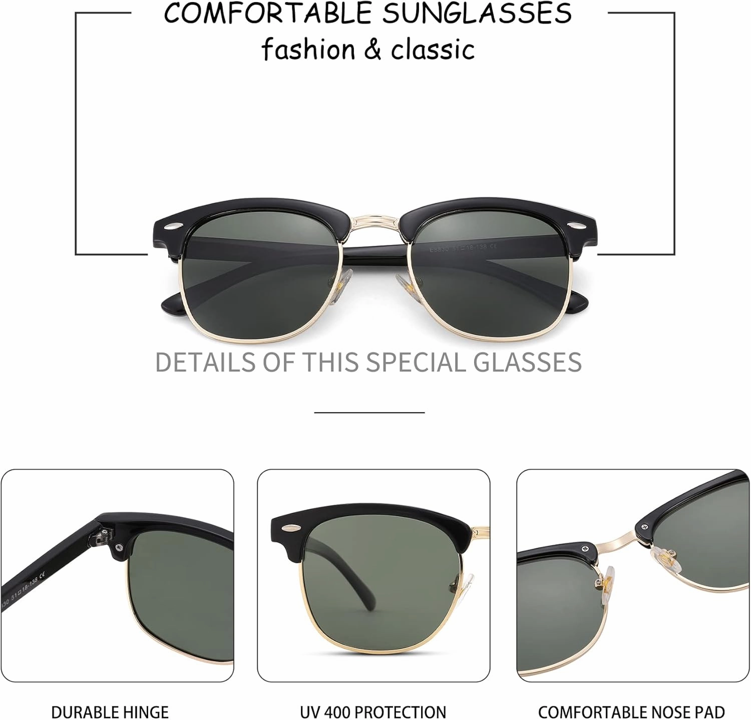 Pro Acme Semi-Rimless Polarized Sunglasses UV 400 Protection for Women Men